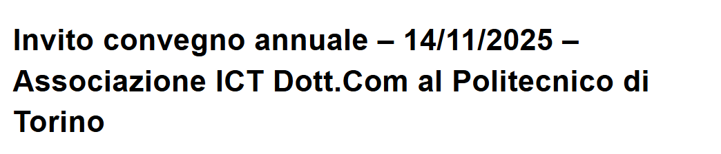 Invito al convegno annuale Associazione ICT Dott.Com